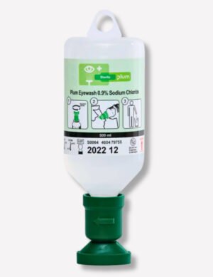 B-SAFETY Plum Eye Wash Bottle Single with 500 ml 0.9% NaCl