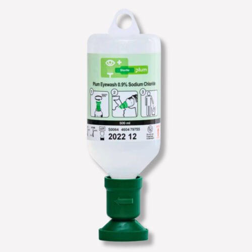 B-SAFETY Plum Eye Wash Bottle Single with 500 ml 0.9% NaCl