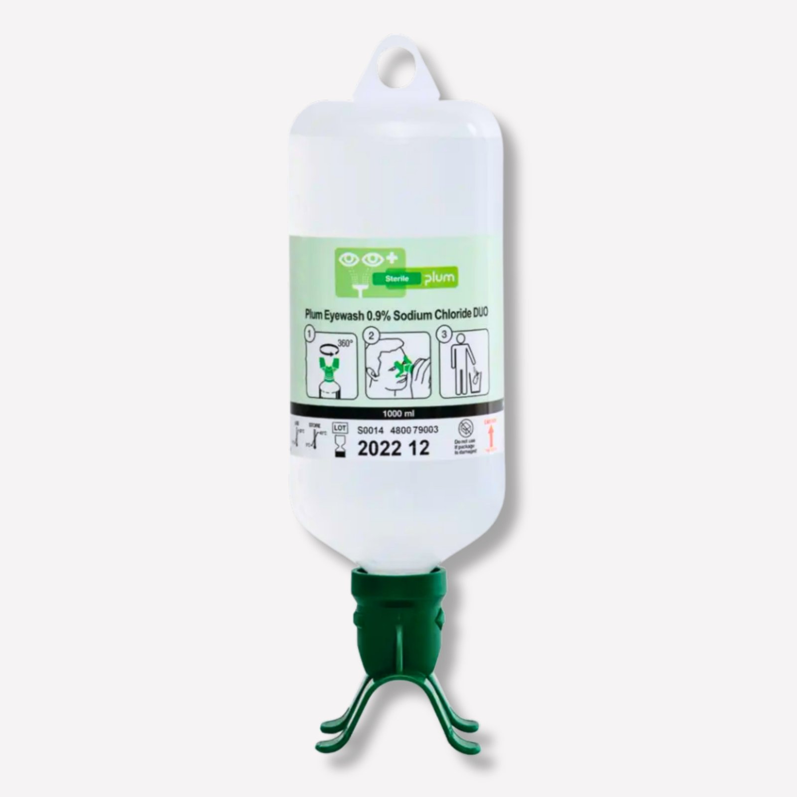 B-SAFETY Plum Eye Wash Bottles DUO for 2 Eyes, Sterile, 1000 ml